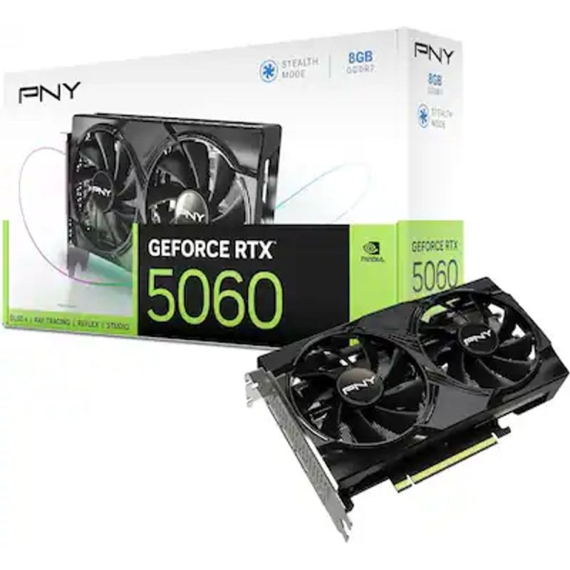 Placa de Vídeo NVIDIA GeForce PNY RTX 5060 8GB DUAL FAN OC Blackwell- VCG50608DFXPB1-O