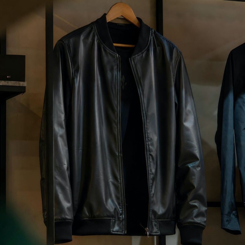 Jaqueta Bomber Courino Masculina Preta Com Zíper