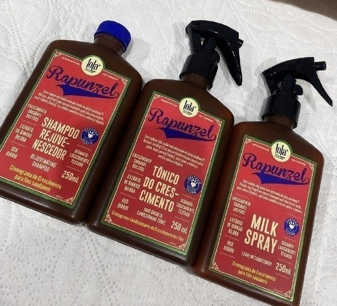 Kit Rapunzel Lola - Shampoo 250ml, Tônico de Crescimento 250ml, Leave-in 250ml