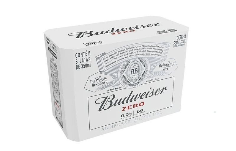 Pack Cerveja Budweiser Zero Álcool, 350ml, Lata - 8 unidades