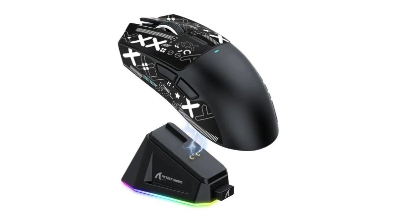 Mouse Gamer Sem Fio Attack Shark X11 Com Base De Carga PAW3311