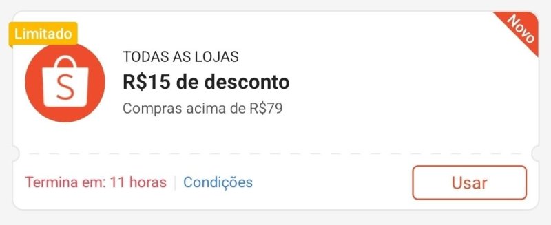 CUPOM SHOPEE R$15 OFF em compras acima de R$79
