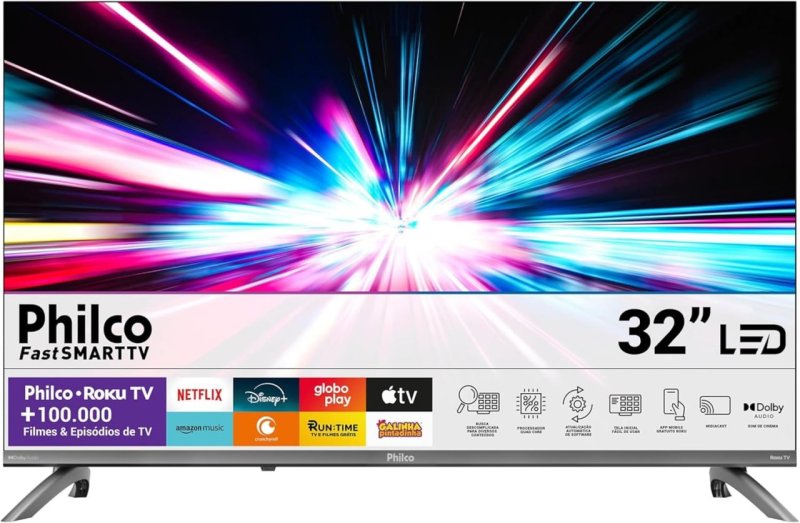 Philco Smart TV 32" Roku TV Dolby Áudio HDR10