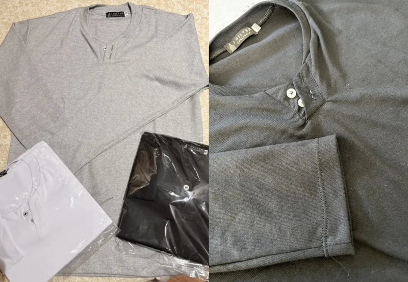 Kit 3 Camiseta Henley Masculina Slim 2 Botões Manga Longa