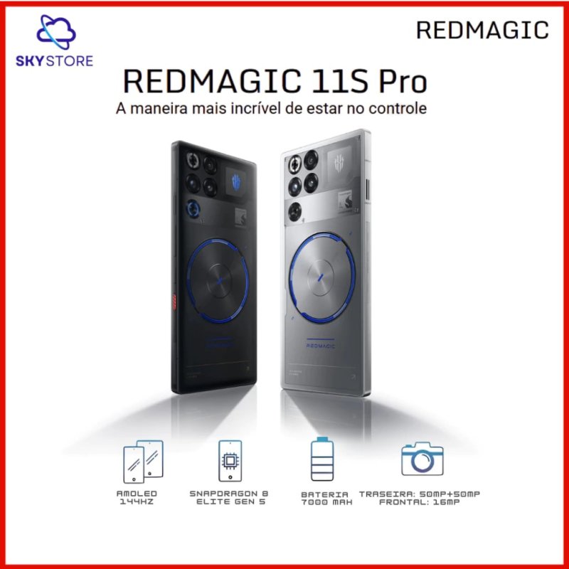 REDMAGIC 11S Pro Snapdragon 8 Elite Gen 5 Versão Líder 12+256 Resfriamento Líquido 7500mAh Nightfreeze/Subzero