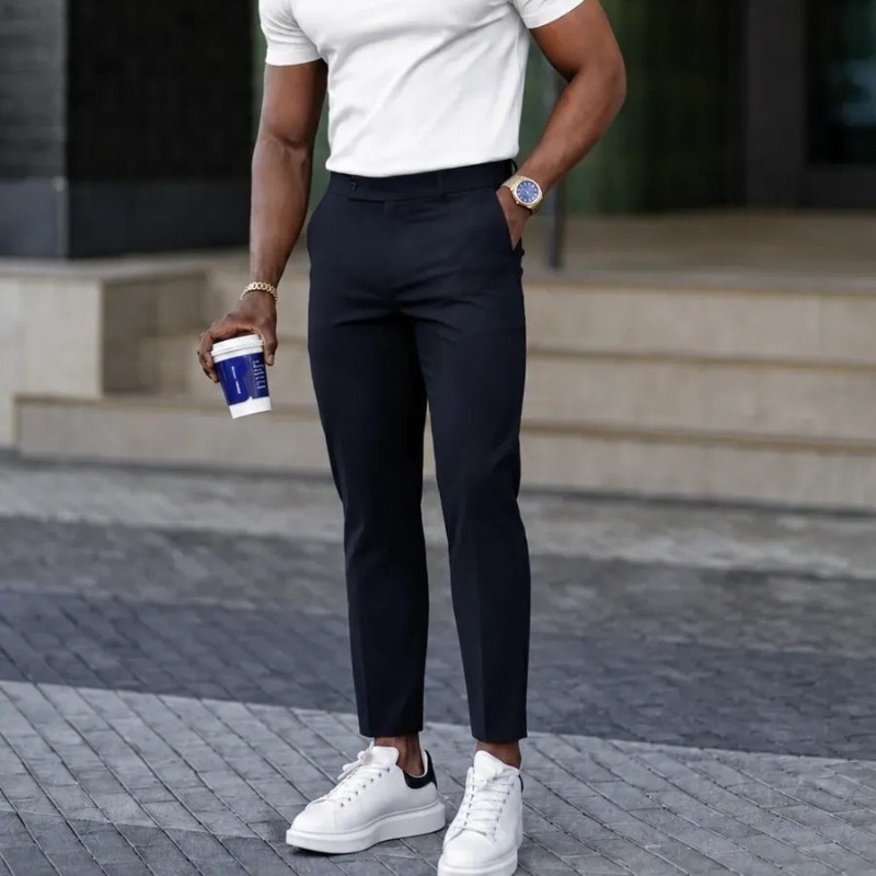 Calça Alfaiataria Masculina Slim Fit Elastano