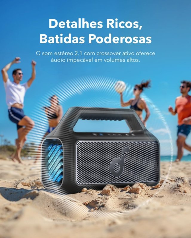 Soundcore Boom 2 Anker - 80W Subwoofer BassUp 2.0 - 24H IPX7 - Preto