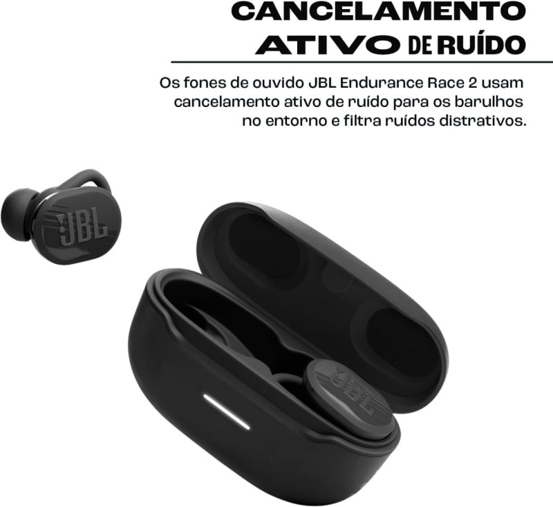 FONE QUE AGUENTA SEU TREINO MAIS PESADO - JBL Endurance Race TWS - Esportivo À Prova D'água e Poeira - Preto
