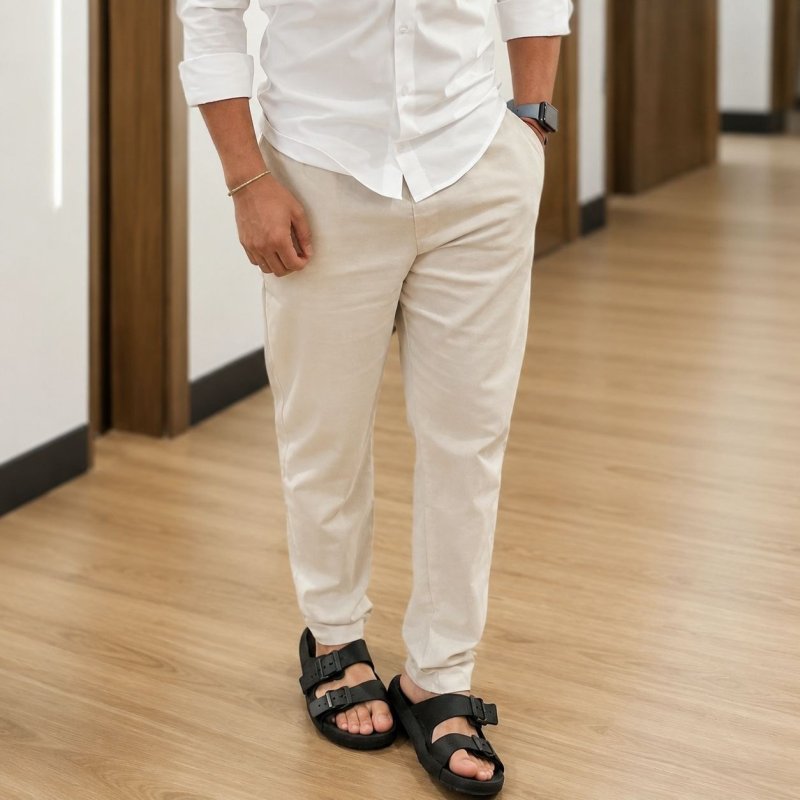Calça Linho Masculino Social Casual C/bolsos Tecido Premium