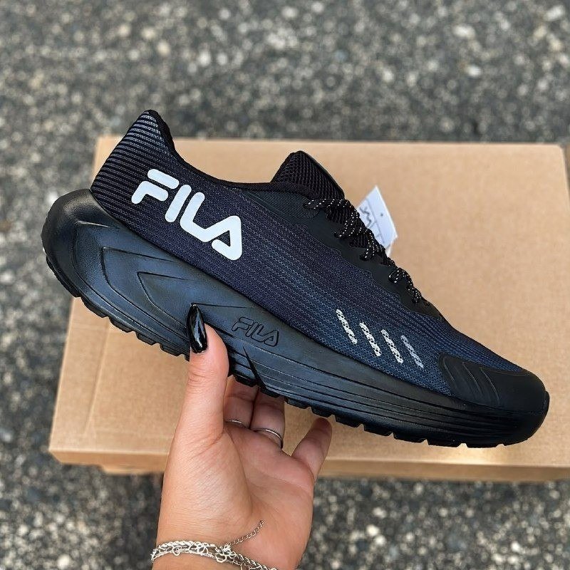 Tênis Fila Sprint Masculino Esportivo Caminhada Confortável Preto/grafite Liso