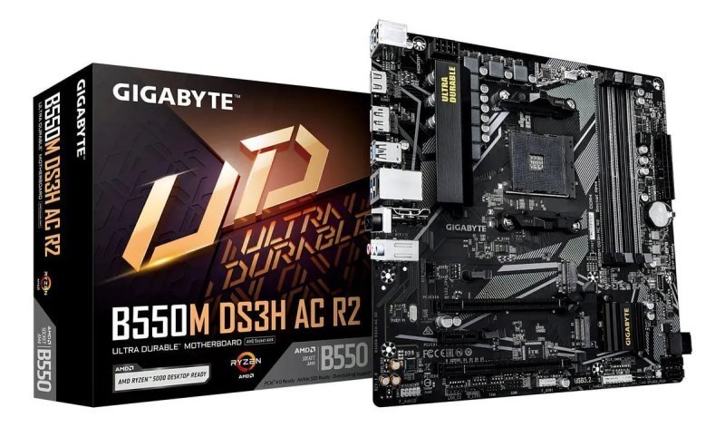 Placa Mae Gigabyte B550m Ds3h Ac R2 1.0 Ddr4 Am4 Preto