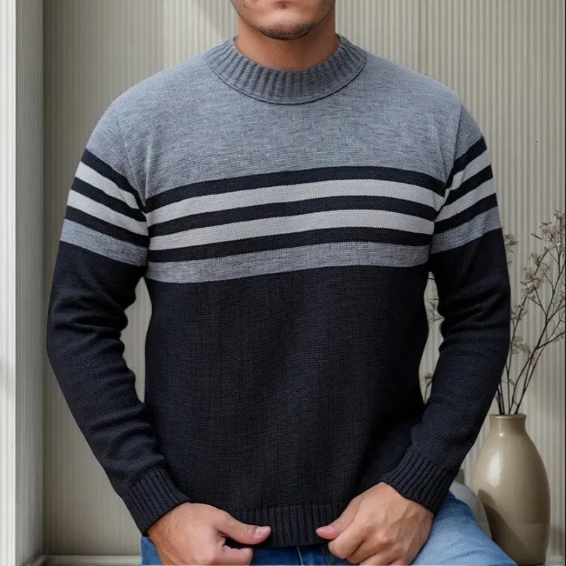 Suéter Blusa De Tricot Masculino Listrado