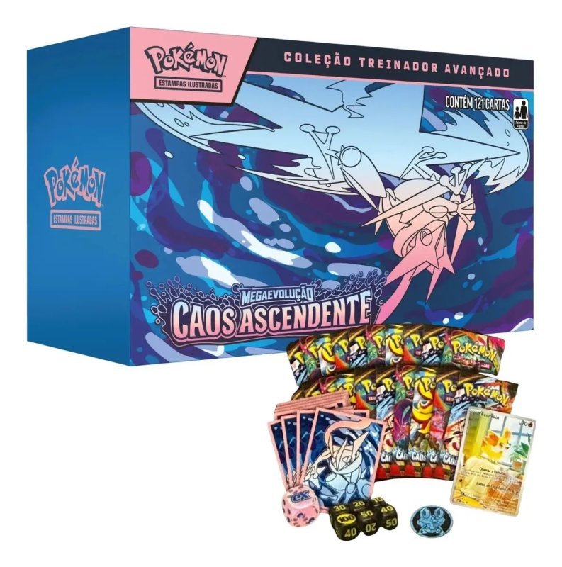 Box Estampas Ilustradas Pokémon Copag Coleção Treinador Avançado Caos Ascendente
