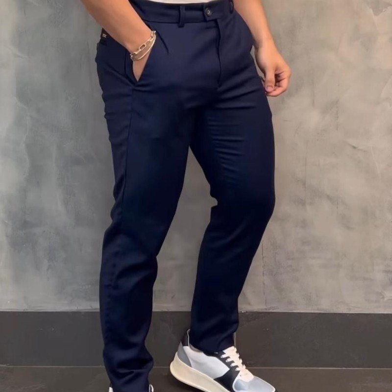 Calça Social Alfaiataria Masculina Malha Elastano Stretch