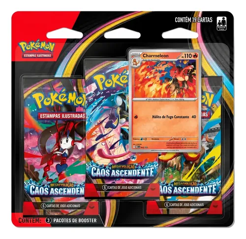 Pokémon TCG 3x Pacotes Booster Megaevolução - Caos Ascendente
