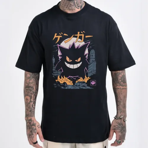 Camiseta Oversized Estampada Pokemon Gengar