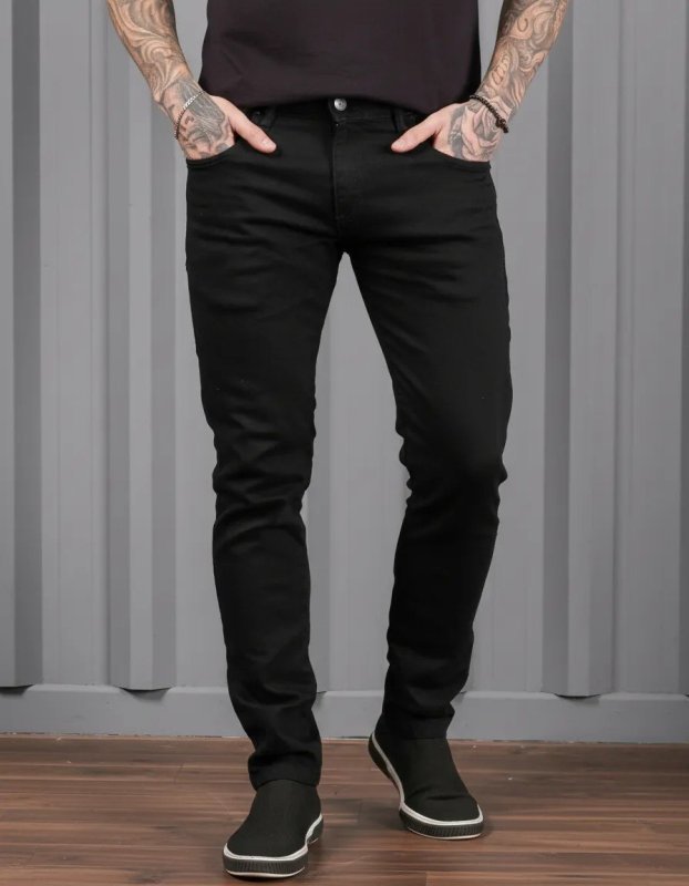 Calça Jeans Preta Super Skinny Masculina Lycra Premium (38 a 48)