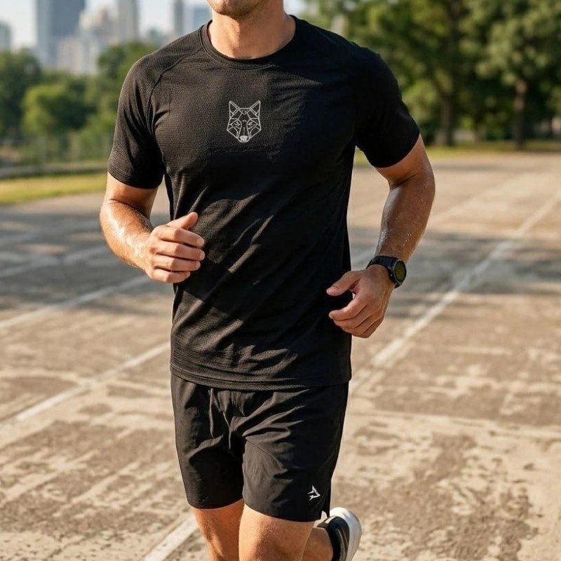 Kit Bermuda Lobo+camiseta Lobo Dry Fitness Academia Alpha