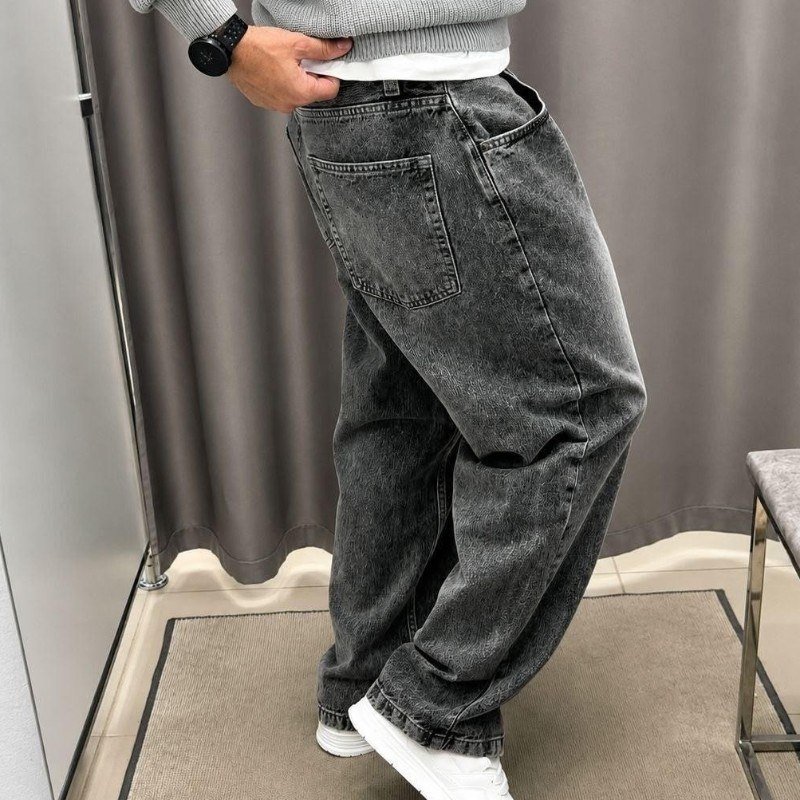 Calça Balão Jeans Masculina Marmorizada Streetwear Larga Bag (36 a 48)