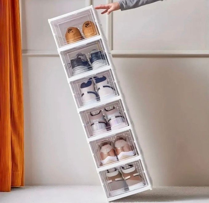 Sapateira Dobrável de Plástico com 6 Prateleiras Para 12 Pares – Branco