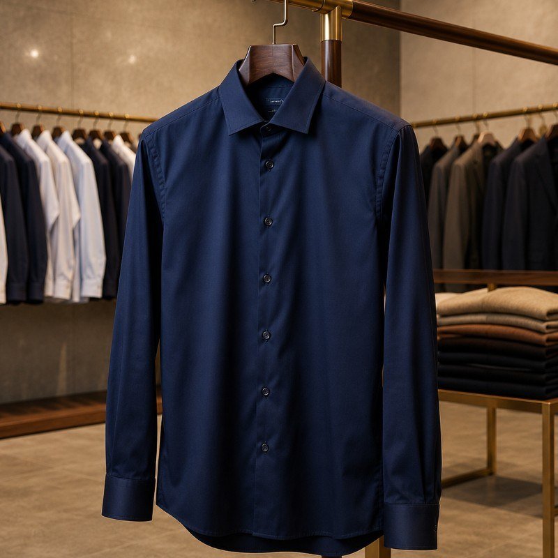 Camisa Aramis Slim Tricoline Algodão Manga Longa Marinho