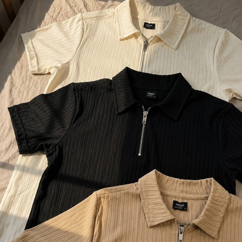 Kit 2 Camiseta Polo Manga Curta Com Zíper Masculina Canelada