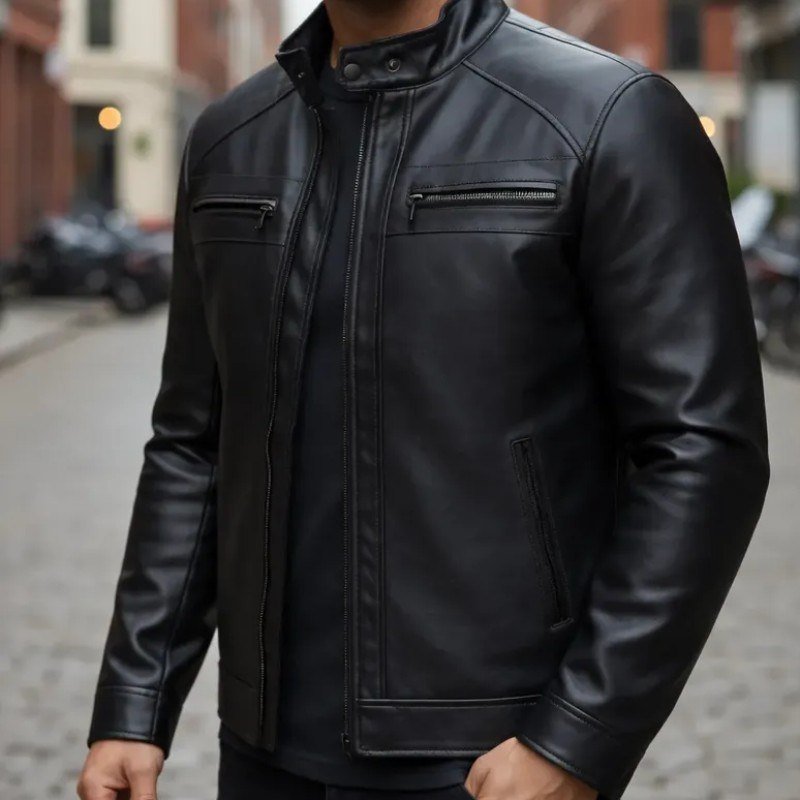 Jaqueta De Couro Masculino Slim Resistente
