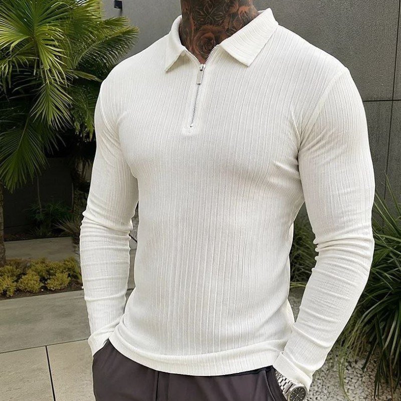 Camiseta Polo Manga Longa Com Zíper Lançamento