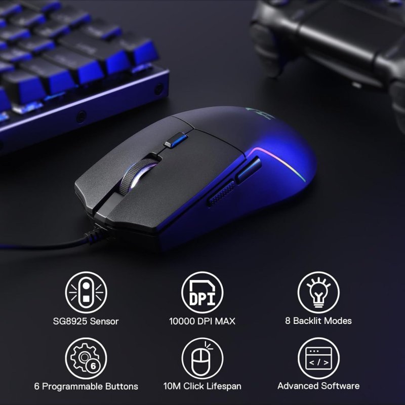 Mouse Gamer Redragon Naga Preto RGB 10000DPI 6 Botões Programáveis 82g M730-RGB
