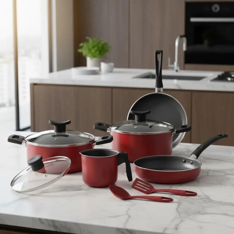 Jogo De Panelas Antiaderente Ruby 7 Peças Brinox Vermelho