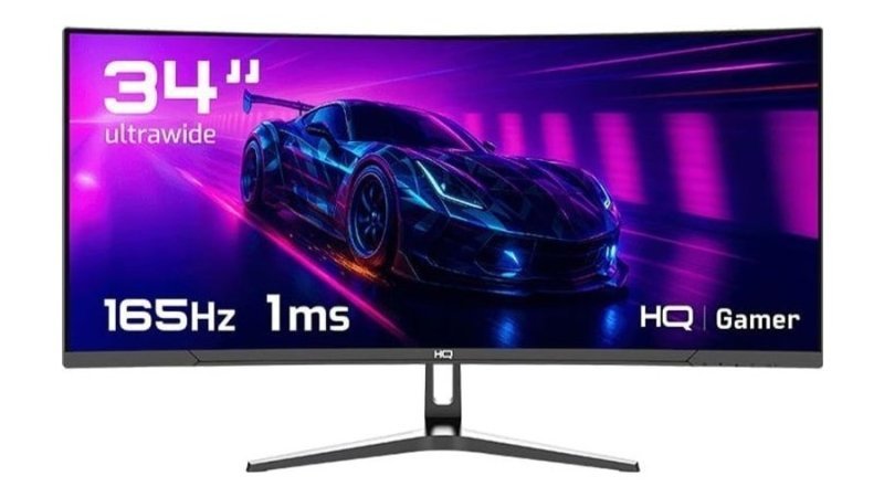Monitor Gamer 34" Curvo 1ms, 165Hz, UltraWide (QHD) 3440x1440 AMD FreeSync, HDMI, DP, HQ Premium HQ34C16
