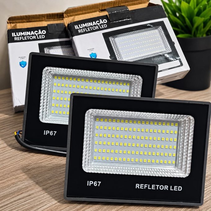 Kit com 2 Refletores Super LED 400W IP67 Prova D'Água Bivolt