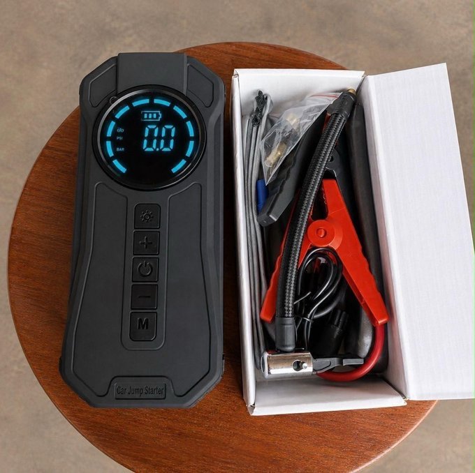 Kit Compressor de Ar Compacto 150 PSI + Auxiliar de Partida + Powerbank + Frete Grátis