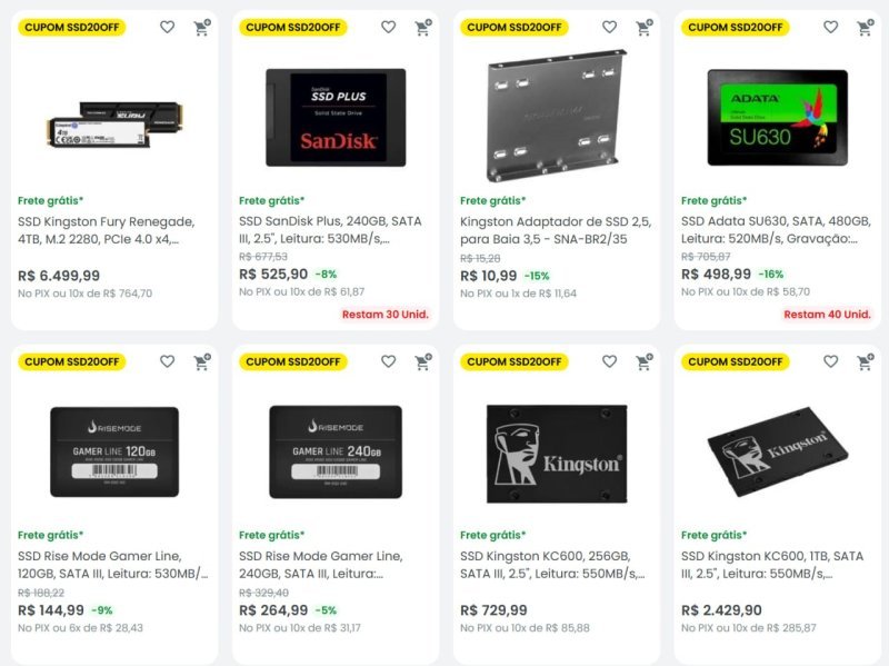 20% OFF em SSD Selecionados