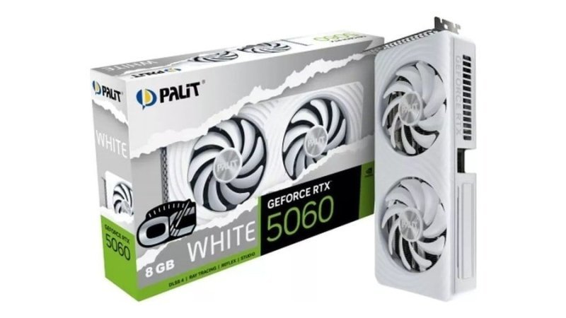 Placa de Video GeForce NVIDIA Palit RTX5060 White Oc 8GB