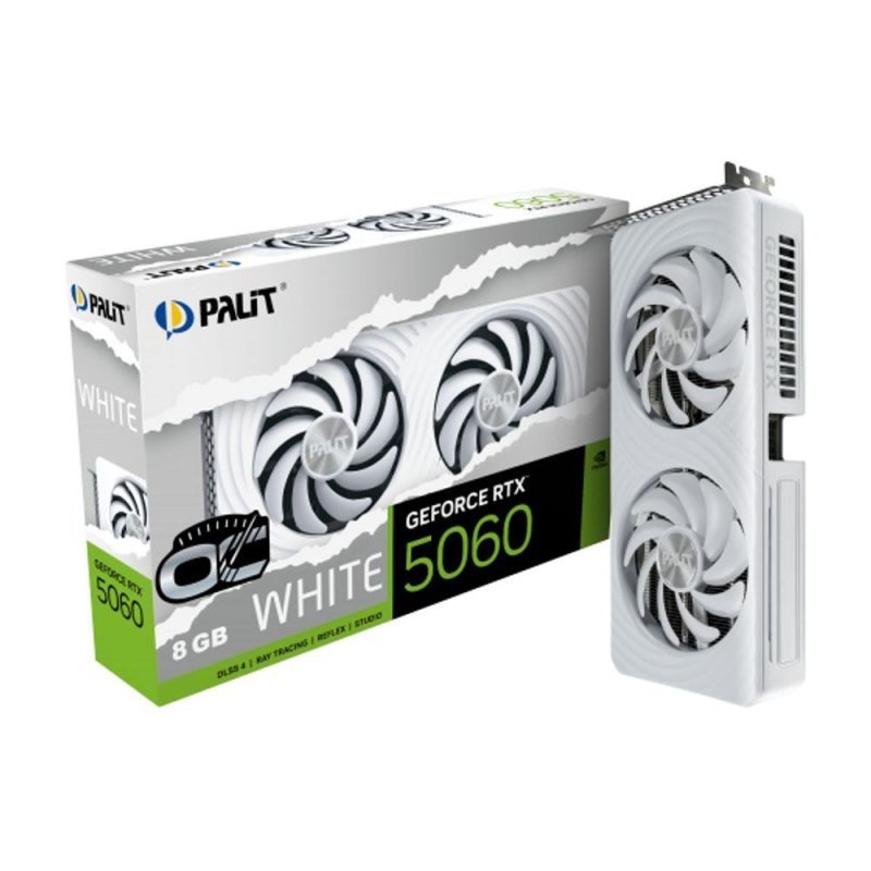 Placa de Video GeForce NVIDIA PALIT RTX 5060 WHITE OC 8GB GDDR7 NE75060U19P1-GB2063M