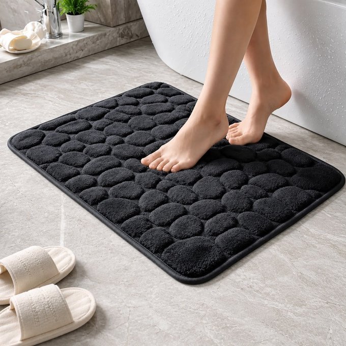 Kit com 2 Tapete De Banheiro Antiderrapante Super Suave 60x40cm