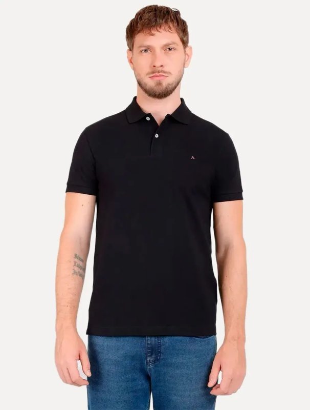 Aramis Polo Camiseta Basic Piquet Preta 100% Algodão