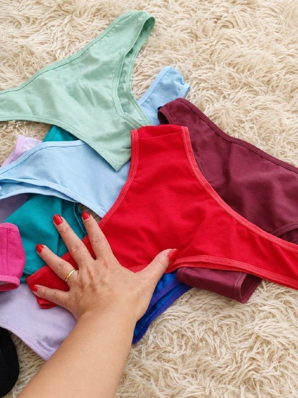 Kit 10 Calcinhas Algodão Tanga Lisa Conforto Basica Feminina