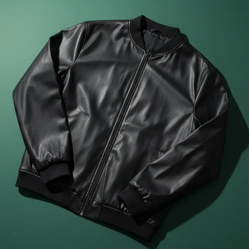 Jaqueta Bomber Courino Masculina Preta Com Zíper