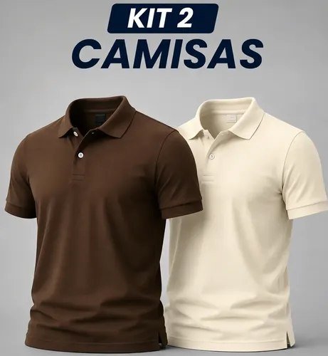 Kit 2 Camisa Gola Polo Masculina Básica Piquet Camiseta