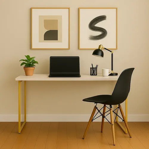Escrivaninha Industrial 110cm Mesa Estudo Aparador Pés Aço