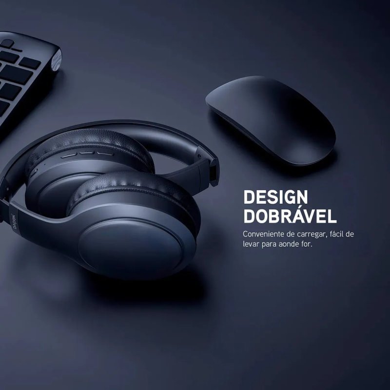 Fone de Ouvido Headphone Dapon H02D Bluetooth 5.1 Over-ear 22h Preto