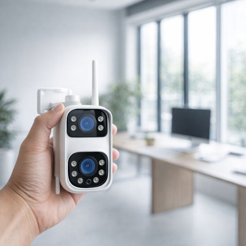 Câmera de Segurança IP Externa Wi‑Fi IP66 Lente Dupla