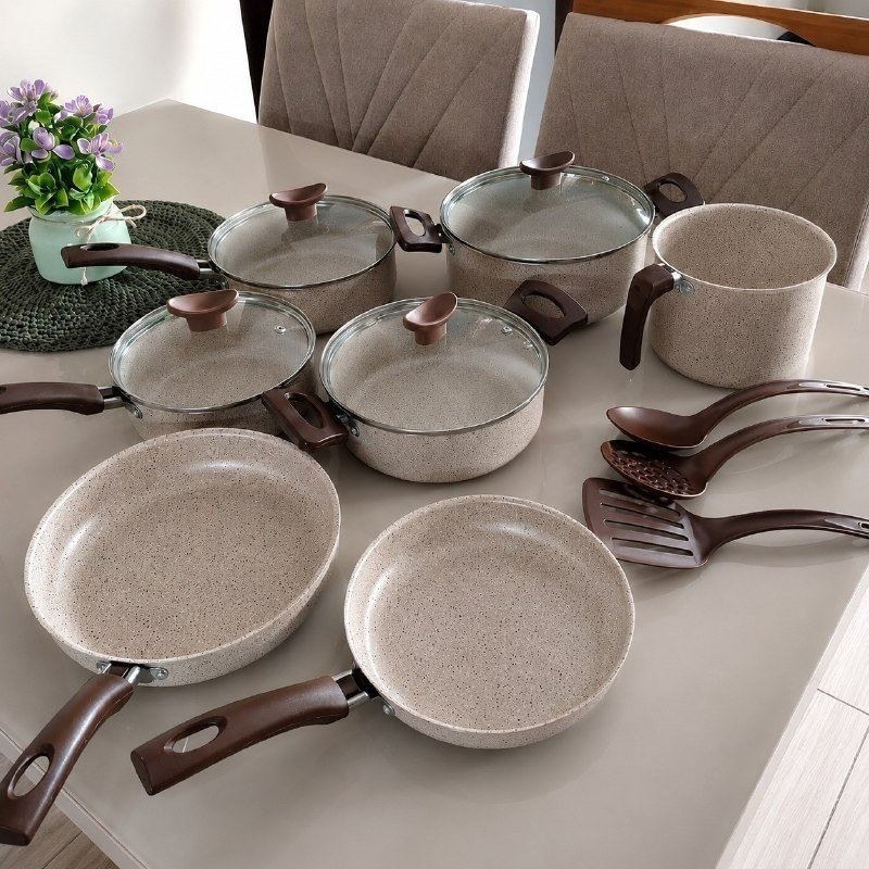 Conjunto De Panelas Antiaderente 10 Peças Coffee Cappuccino + Frete Grátis