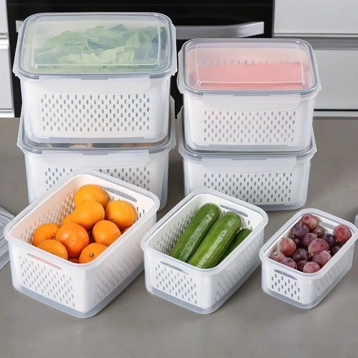 Kit 3 Organizadores Geladeira Alimentos Vegetais Com Tampas + Frete Grátis