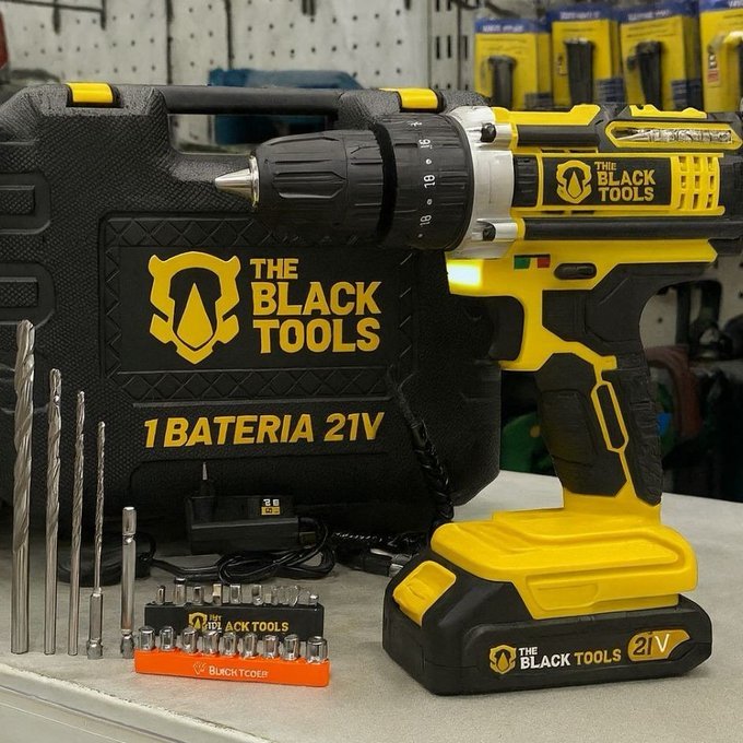 Furadeira e Parafusadeira de Impacto 21V + Bateria + Maleta + Frete Grátis