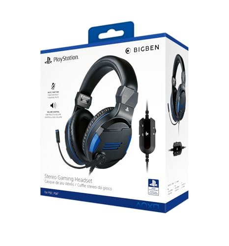 Fone de ouvido estéreo para jogos Nacon Bigben V3 oficialmente licenciado para PlayStation PS4, PS5 - Preto