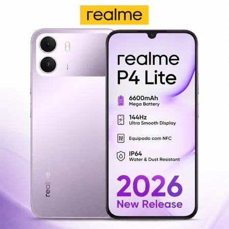 realme P4 Lite 256GB 4GB RAM - Bateria 6600mAh - Câmera 50MP
