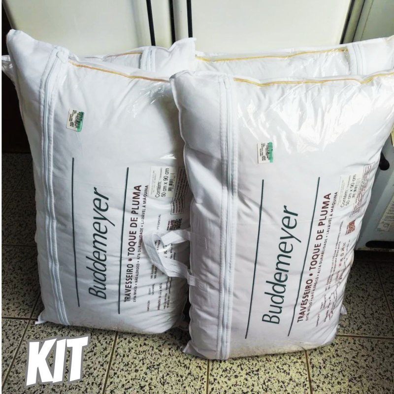 Kit Travesseiro 50x70cm Buddemeyer Toque de Pluma Algodão Branco 2 peças